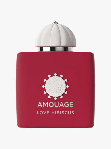 Amouage Hibiscus Love Eau de Parfum in branded component on a light gray background